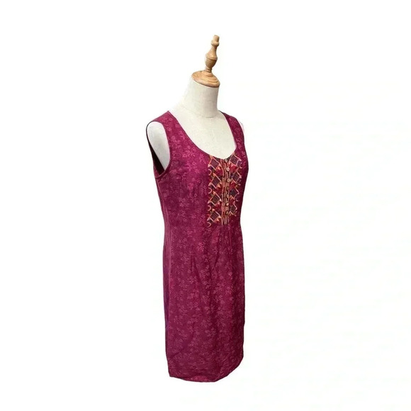 The Territory Ahead Dresses & Skirts - The Territory Ahead Sleeveless Pink Embroidered Cotton and Silk Dress Size 8